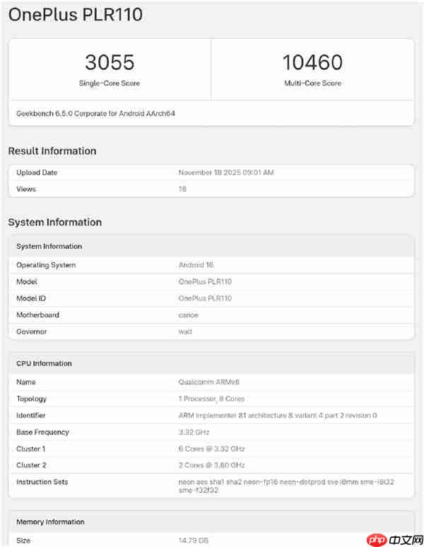 一加Ace 6T首发！高通第五代骁龙8首个跑分来了 多核超越骁龙8至尊版  第1张