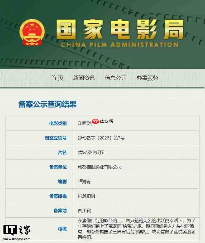 国产动画电影《碧波潭小妖怪》备案立项  第2张