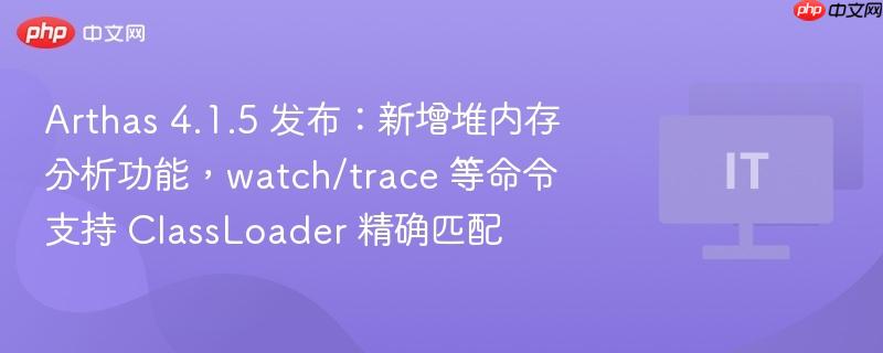 Arthas 4.1.5 发布：新增堆内存分析功能，watch/trace 等命令支持 ClassLoader 精确匹配