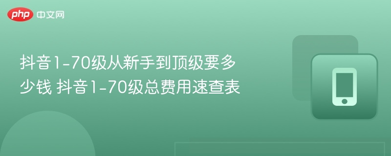 抖音1-70级从新手到顶级要多少钱 抖音1-70级总费用速查表  第1张