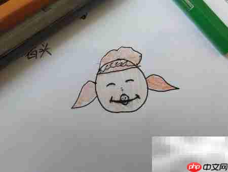 圆圈画猪头，简单几步搞定  第7张