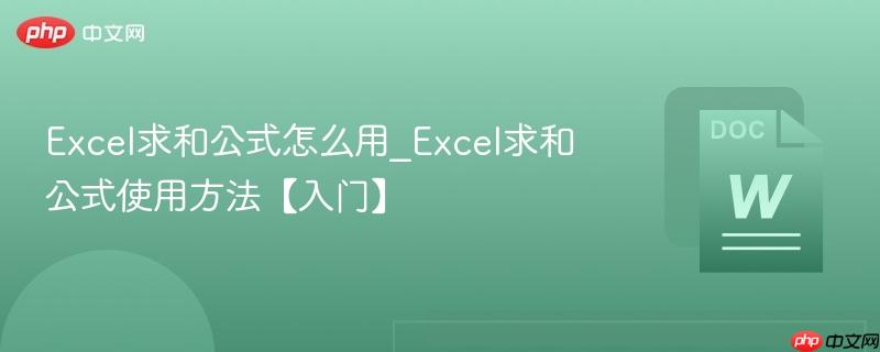 Excel求和公式怎么用_Excel求和公式使用方法【入门】  第1张