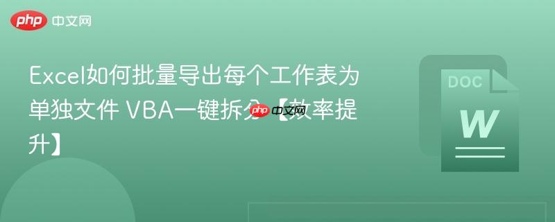 Excel如何批量导出每个工作表为单独文件 VBA一键拆分【效率提升】  第1张