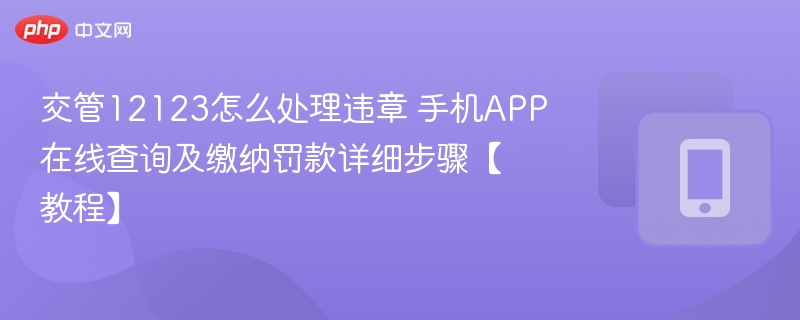 交管12123怎么处理违章 手机APP在线查询及缴纳罚款详细步骤【教程】