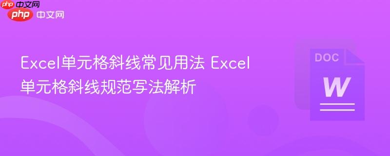Excel单元格斜线常见用法 Excel单元格斜线规范写法解析 第1张 Excel单元格斜线常见用法 Excel单元格斜线规范写法解析 第1张