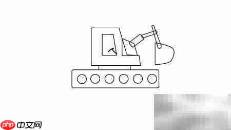 卡通挖掘机简笔画教程  第2张