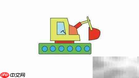 卡通挖掘机简笔画教程  第3张