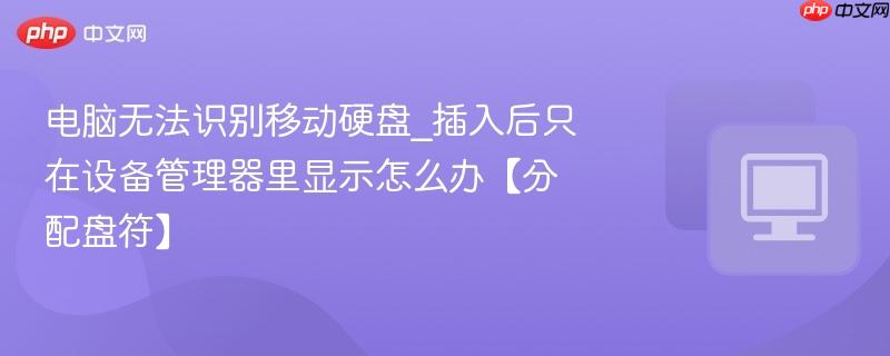 电脑无法识别移动硬盘_插入后只在设备管理器里显示怎么办【分配盘符】  第1张