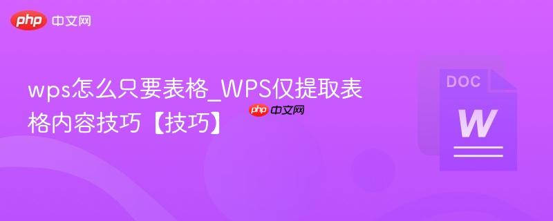 wps怎么只要表格_WPS仅提取表格内容技巧【技巧】