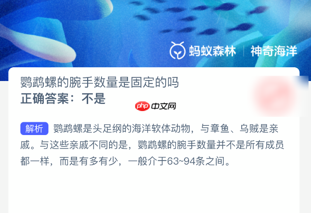 鹦鹉螺的腕手数量是固定的吗