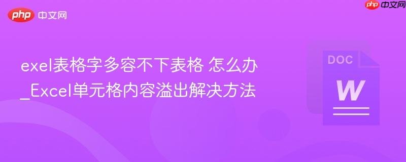 exel表格字多容不下表格 怎么办_Excel单元格内容溢出解决方法  第1张