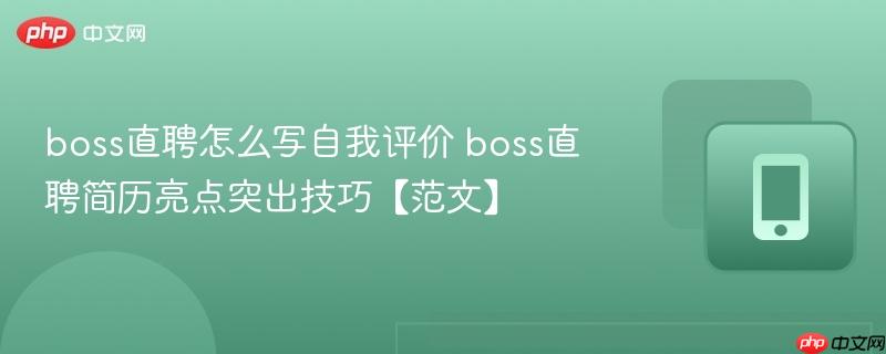 boss直聘怎么写自我评价 boss直聘简历亮点突出技巧【范文】  第1张