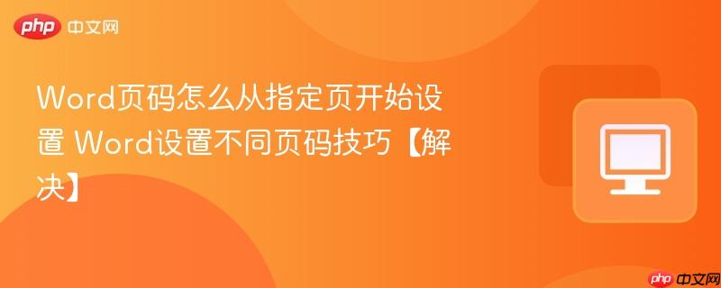 Word页码怎么从指定页开始设置 Word设置不同页码技巧【解决】  第1张