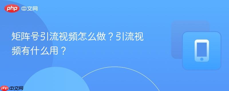 矩阵号引流视频怎么做？引流视频有什么用？  第1张