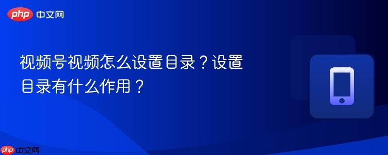 视频号视频怎么设置目录？设置目录有什么作用？  第1张