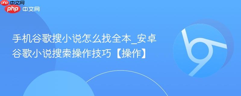 手机谷歌搜小说怎么找全本_安卓谷歌小说搜索操作技巧【操作】  第1张