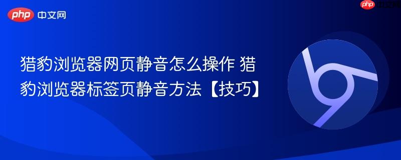 猎豹浏览器网页静音怎么操作 猎豹浏览器标签页静音方法【技巧】 第1张 猎豹浏览器网页静音怎么操作 猎豹浏览器标签页静音方法【技巧】 第1张