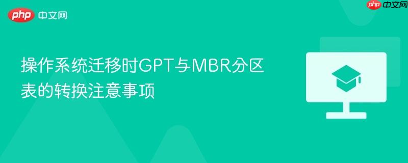 操作系统迁移时GPT与MBR分区表的转换注意事项