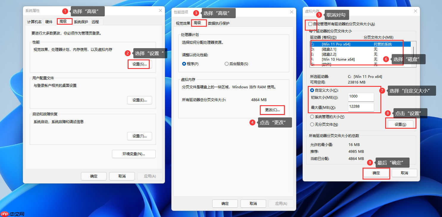 Win11虚拟内存设置怎么设置？Win11系统设置虚拟内存方法  第4张